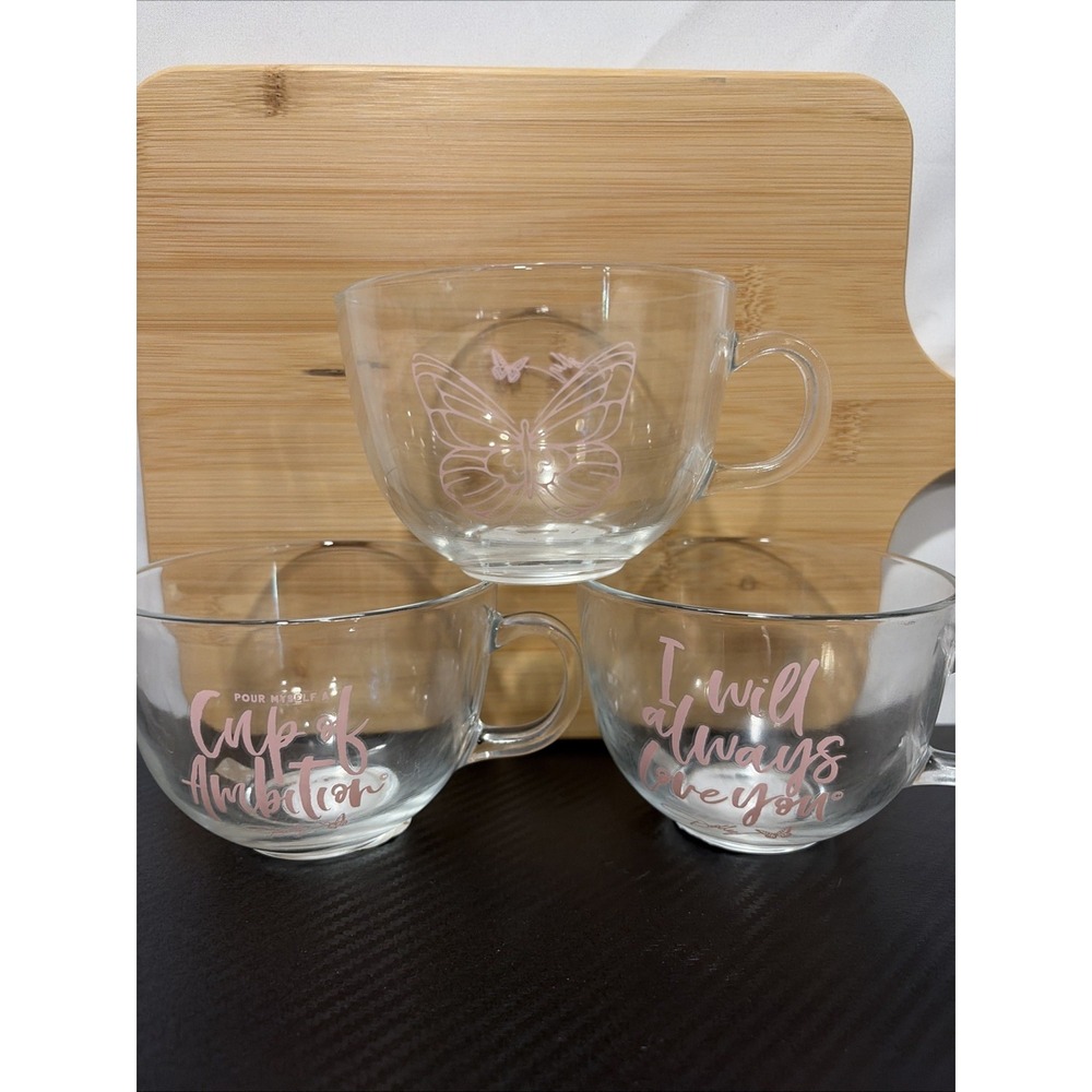 Limited Edition Dolly Clear Mug Set - Cup Of Ambition , I'll Always Love You